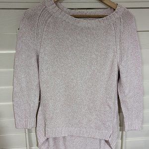 Cable Knit Pink and White Tunic Asymmetrical Sweater Sz Medium